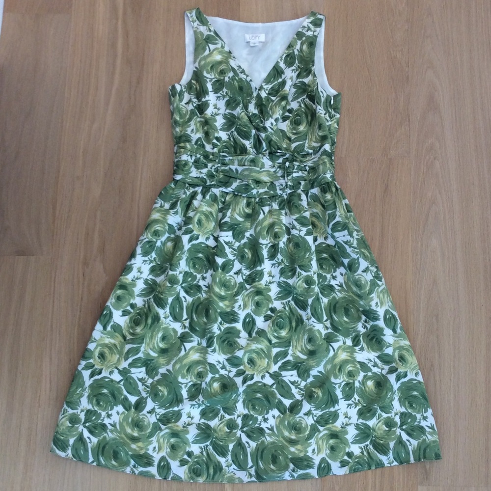 Ann Taylor Loft green and white floral dress